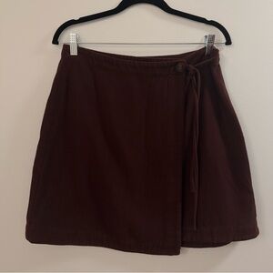 Madewell Brown Wrap Mini Skirt